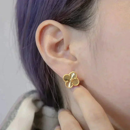 [Lucas Jewelry]CLOVER MEDIUM 1 MOTIFS LASER EARRINGS