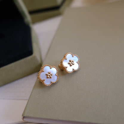 [Lucas Jewelry]LUCKY PINK GOLD WHITE MOP EARRINGS