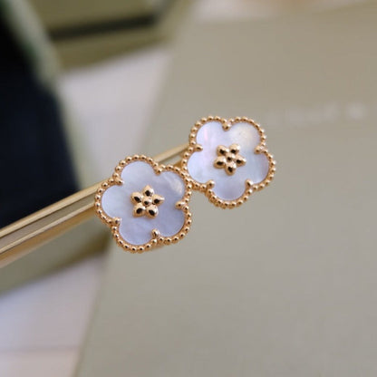 [Lucas Jewelry]LUCKY PINK GOLD WHITE MOP EARRINGS