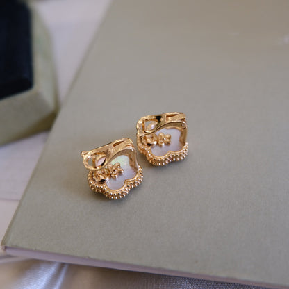 [Lucas Jewelry]LUCKY PINK GOLD WHITE MOP EARRINGS