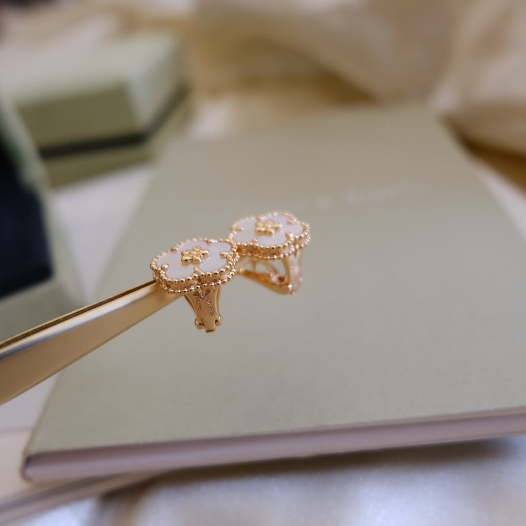 [Lucas Jewelry]LUCKY PINK GOLD WHITE MOP EARRINGS