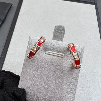 [Lucas Jewelry]SERPENTI CARNELIAN PINK GOLD EARRINGS