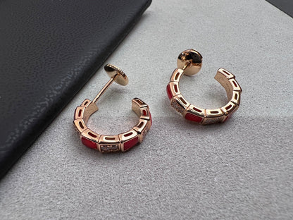 [Lucas Jewelry]SERPENTI CARNELIAN PINK GOLD EARRINGS