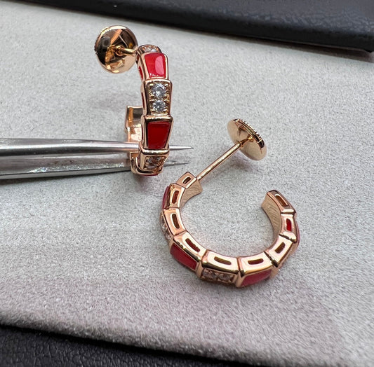 [Lucas Jewelry]SERPENTI CARNELIAN PINK GOLD EARRINGS