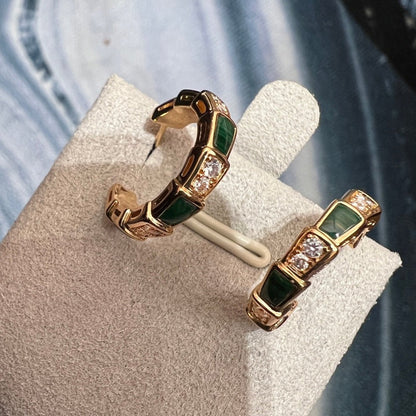 [Lucas Jewelry]SERPENTI MALACHITE PINK GOLD EARRINGS