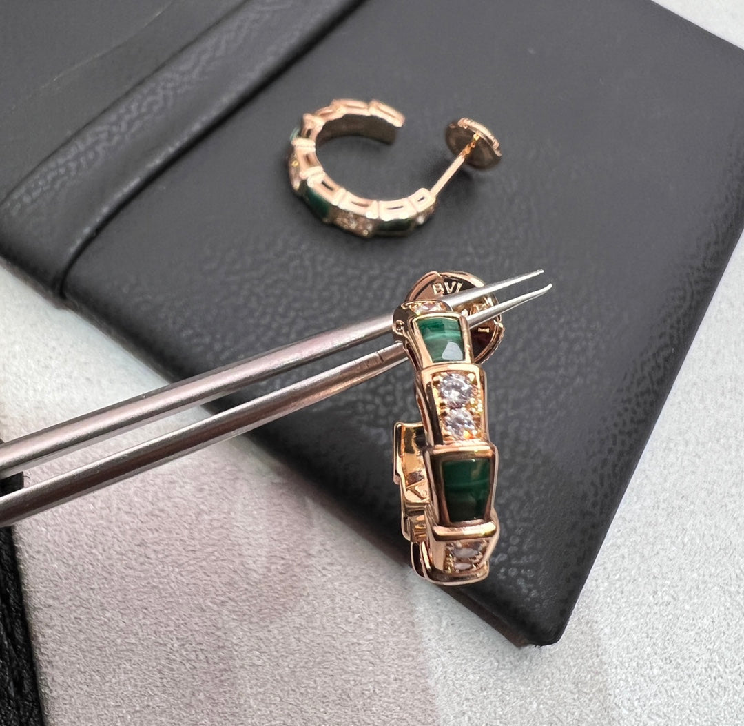 [Lucas Jewelry]SERPENTI MALACHITE PINK GOLD EARRINGS