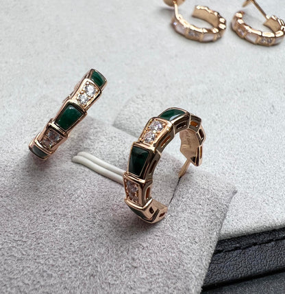 [Lucas Jewelry]SERPENTI MALACHITE PINK GOLD EARRINGS