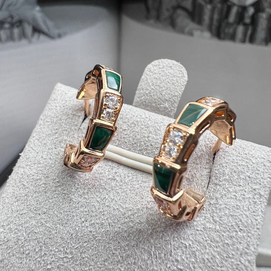 [Lucas Jewelry]SERPENTI MALACHITE PINK GOLD EARRINGS