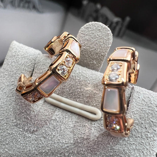 [Lucas Jewelry]SERPENTI MOP PINK GOLD EARRINGS