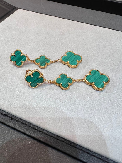 [Lucas Jewelry]CLOVER MALACHITE 3 MOTIFS GOLD