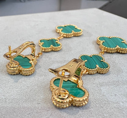 [Lucas Jewelry]CLOVER MALACHITE 3 MOTIFS GOLD