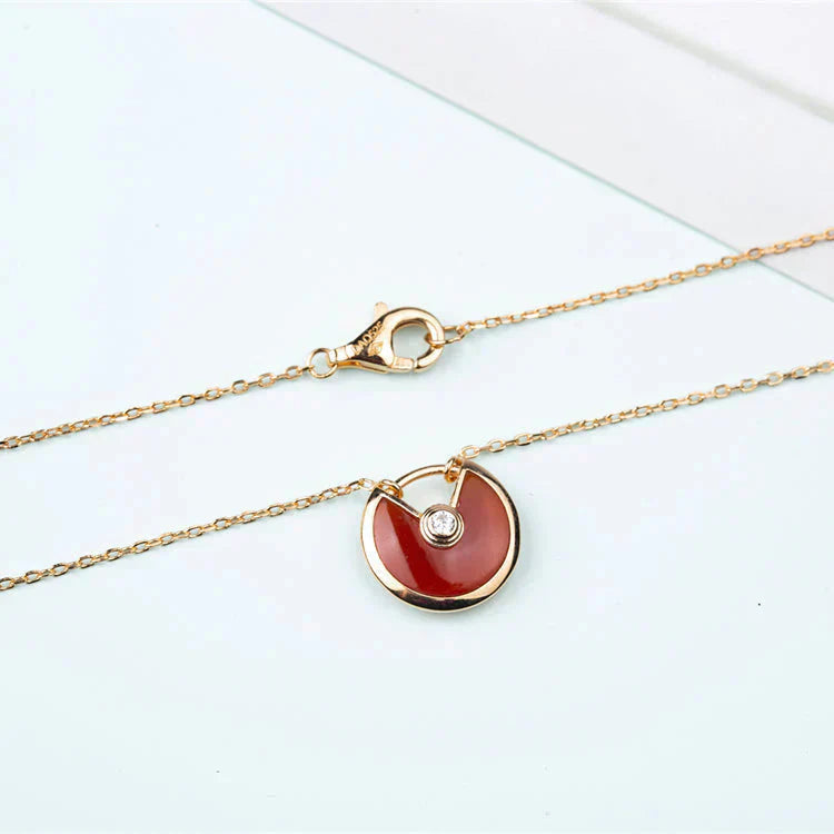 [Lucas Jewelry]AMULETTE GOLD CARNELIAN ONYX NECKLACE