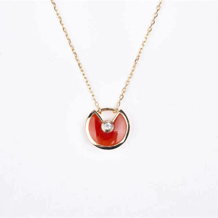 [Lucas Jewelry]AMULETTE GOLD CARNELIAN ONYX NECKLACE