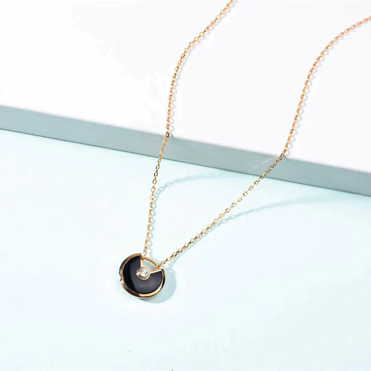 [Lucas Jewelry]AMULETTE GOLD CARNELIAN ONYX NECKLACE