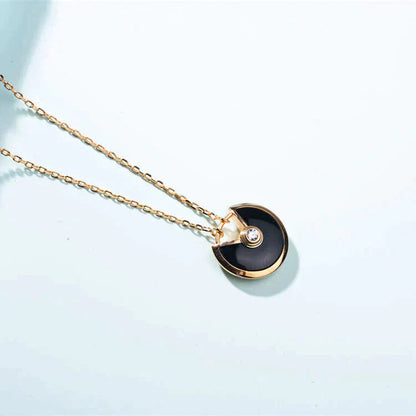 [Lucas Jewelry]AMULETTE GOLD CARNELIAN ONYX NECKLACE