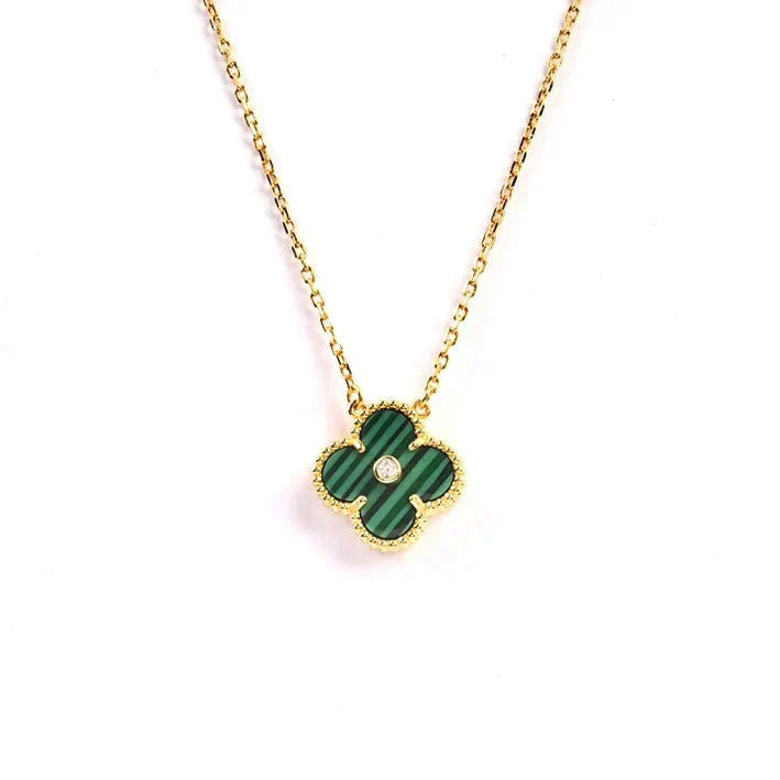 [Lucas Jewelry]CLOVER 15MM DIAMOND TURQUOISE NECKLACE