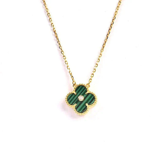 [Lucas Jewelry]CLOVER 15MM DIAMOND TURQUOISE NECKLACE