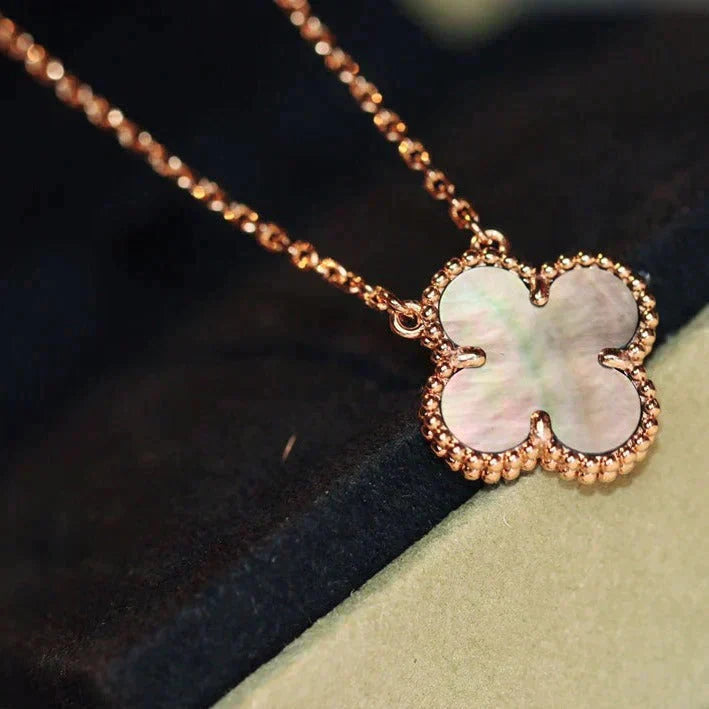 [Lucas Jewelry]CLOVER 15MM  GRAY MOTHER OF PEARL NECKLACE