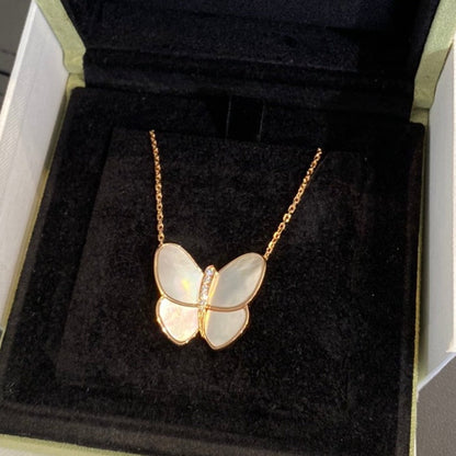 [Lucas Jewelry]BUTTERFLY GOLD MOP DIAMOND NECKLACE