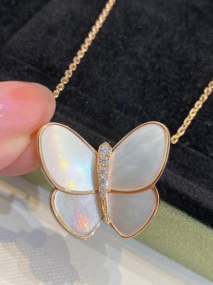 [Lucas Jewelry]BUTTERFLY GOLD MOP DIAMOND NECKLACE