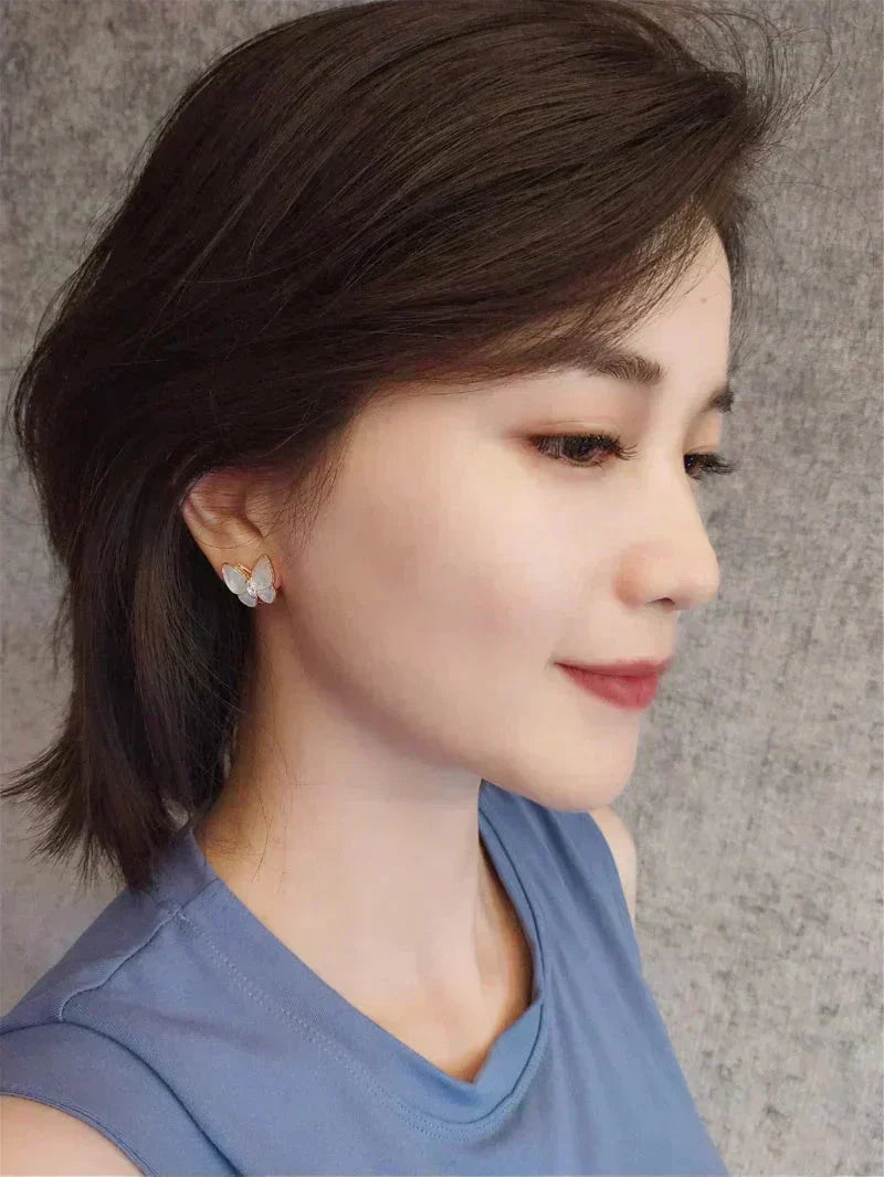 [Lucas Jewelry]BUTTERFLY MOP DIAMOND EARRINGS