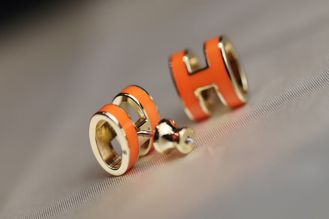 [Lucas Jewelry]MINI POP H EARRINGS ORANGE