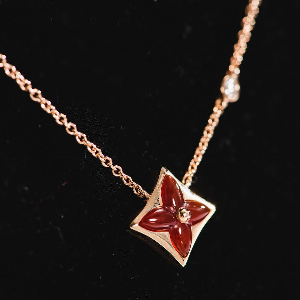 [Lucas Jewelry]STAR NECKLACE PINK GOLD 1 DIAMOND