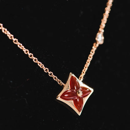 [Lucas Jewelry]STAR NECKLACE PINK GOLD 1 DIAMOND