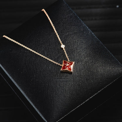 [Lucas Jewelry]STAR NECKLACE PINK GOLD 1 DIAMOND