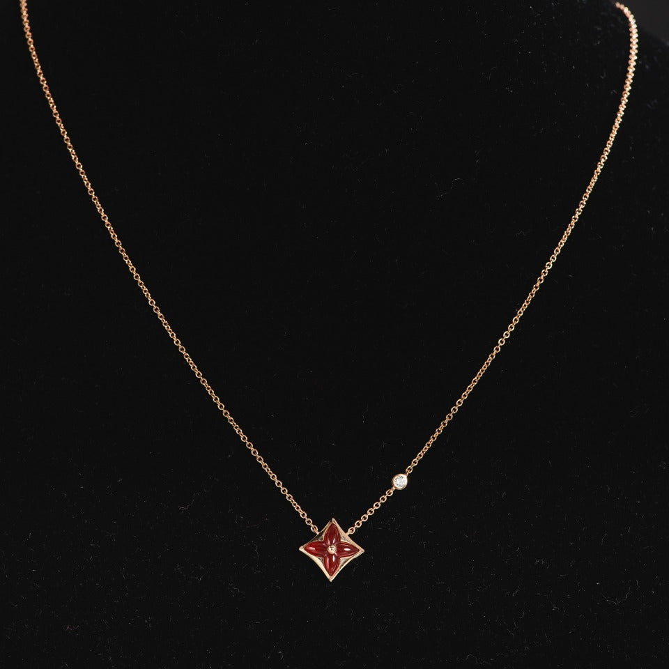 [Lucas Jewelry]STAR NECKLACE PINK GOLD 1 DIAMOND