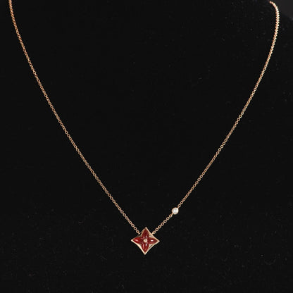 [Lucas Jewelry]STAR NECKLACE PINK GOLD 1 DIAMOND