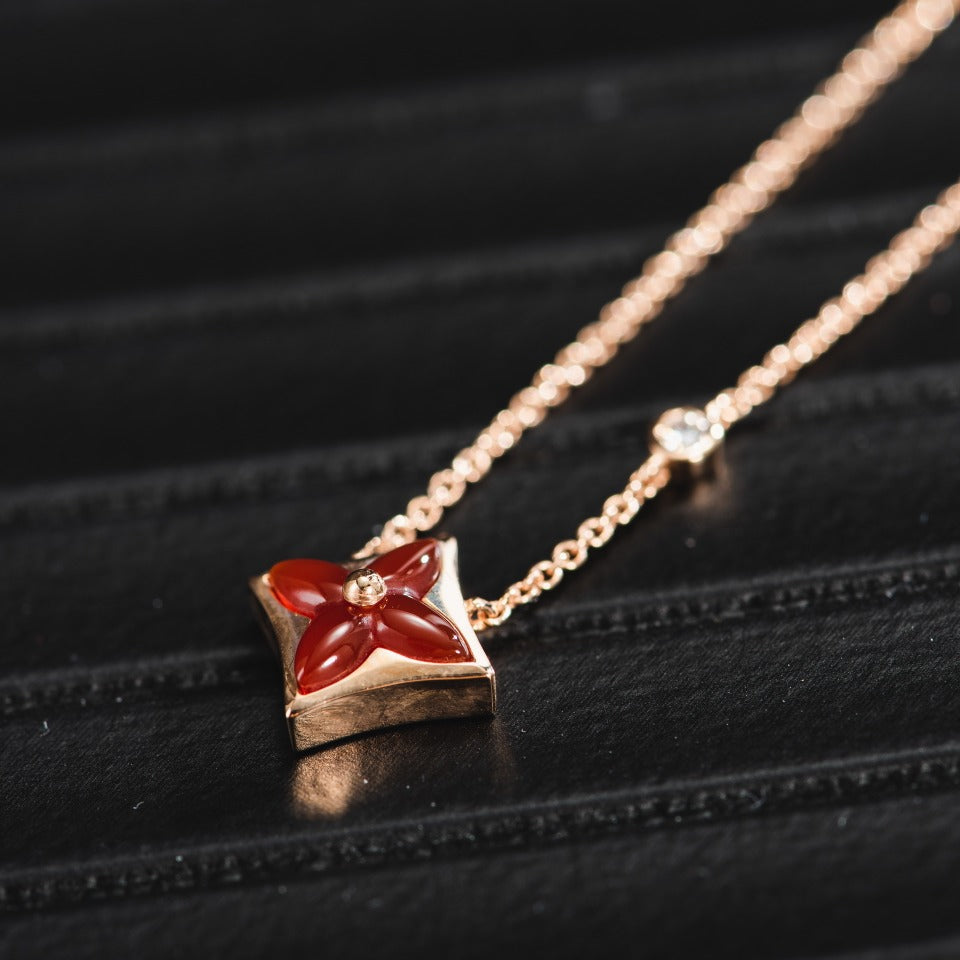 [Lucas Jewelry]STAR NECKLACE PINK GOLD 1 DIAMOND