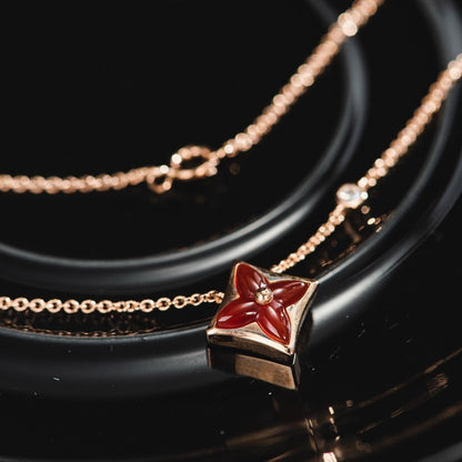 [Lucas Jewelry]STAR NECKLACE PINK GOLD 1 DIAMOND