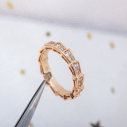 [Lucas Jewelry]SERPENTI RING PINK GOLD DIAMOND PAVED 3MM