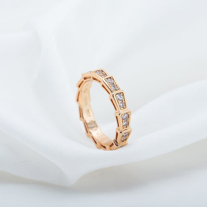 [Lucas Jewelry]SERPENTI RING PINK GOLD DIAMOND PAVED 3MM