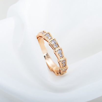 [Lucas Jewelry]SERPENTI RING PINK GOLD DIAMOND PAVED 3MM