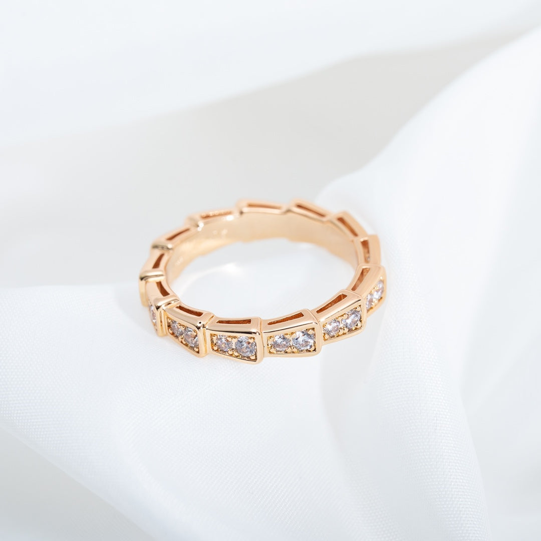 [Lucas Jewelry]SERPENTI RING PINK GOLD DIAMOND PAVED 3MM