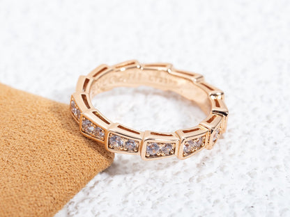 [Lucas Jewelry]SERPENTI RING PINK GOLD DIAMOND PAVED 3MM