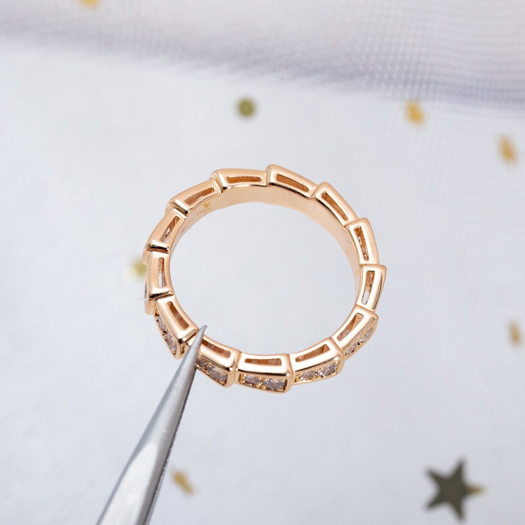 [Lucas Jewelry]SERPENTI RING PINK GOLD DIAMOND PAVED 3MM