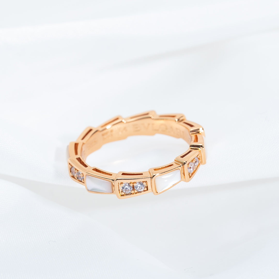 [Lucas Jewelry]SERPENTI RING PINK GOLD DIAMOND MOP 3MM