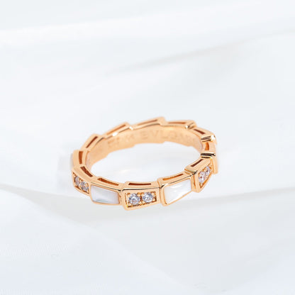 [Lucas Jewelry]SERPENTI RING PINK GOLD DIAMOND MOP 3MM