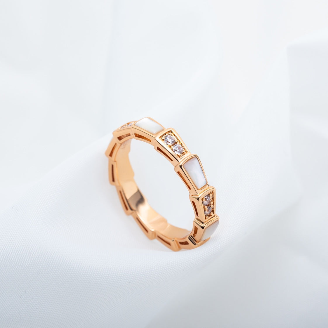 [Lucas Jewelry]SERPENTI RING PINK GOLD DIAMOND MOP 3MM