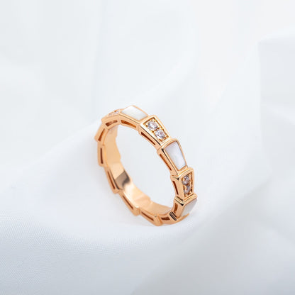 [Lucas Jewelry]SERPENTI RING PINK GOLD DIAMOND MOP 3MM