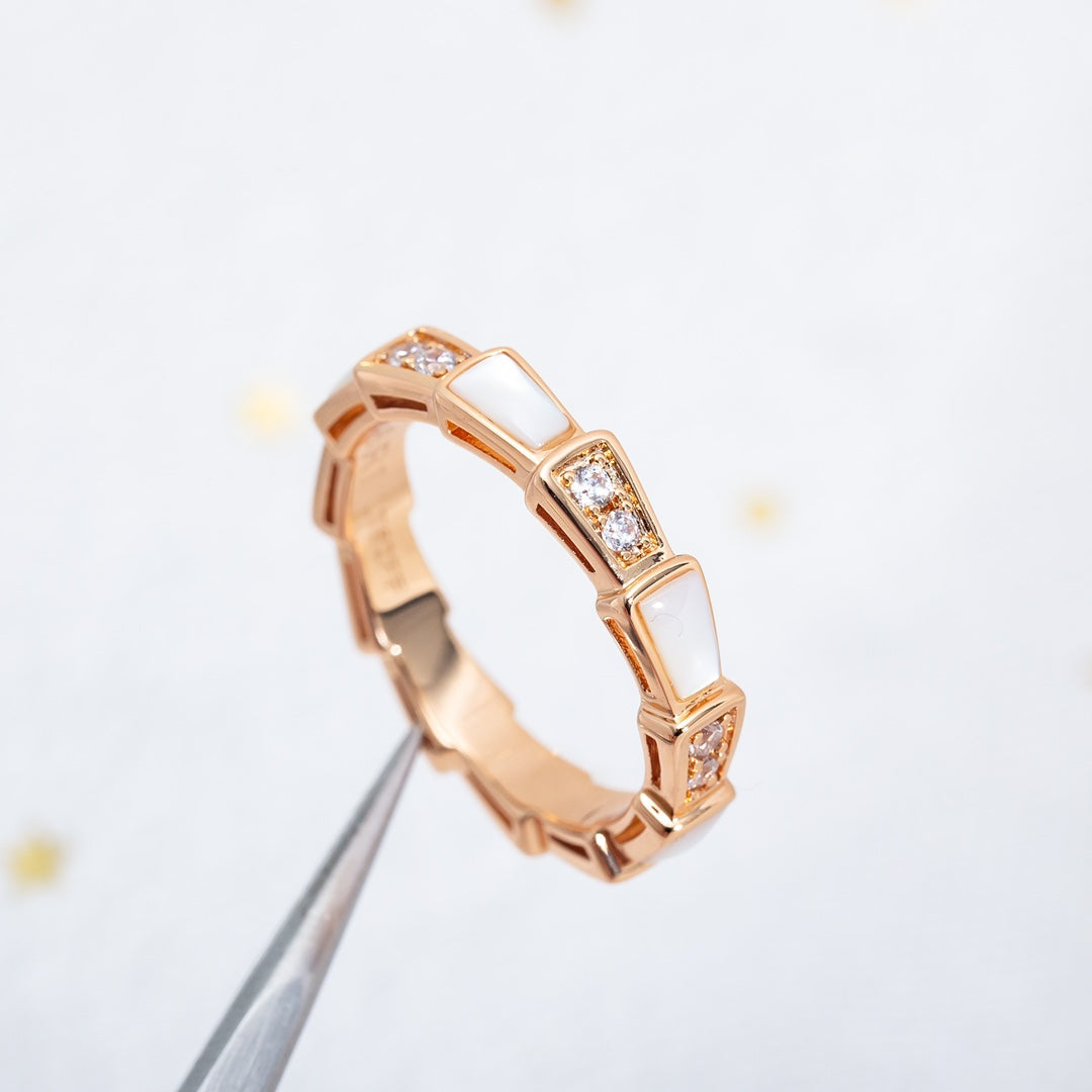 [Lucas Jewelry]SERPENTI RING PINK GOLD DIAMOND MOP 3MM