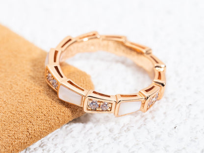 [Lucas Jewelry]SERPENTI RING PINK GOLD DIAMOND MOP 3MM