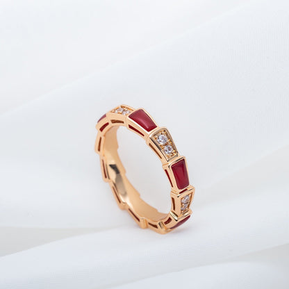 [Lucas Jewelry]SERPENTI RING PINK GOLD CARNELIAN DIAMOND 3MM