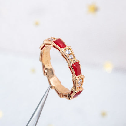 [Lucas Jewelry]SERPENTI RING PINK GOLD CARNELIAN DIAMOND 3MM