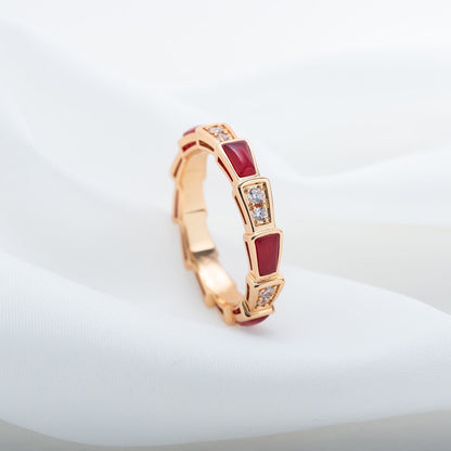 [Lucas Jewelry]SERPENTI RING PINK GOLD CARNELIAN DIAMOND 3MM