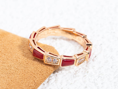 [Lucas Jewelry]SERPENTI RING PINK GOLD CARNELIAN DIAMOND 3MM