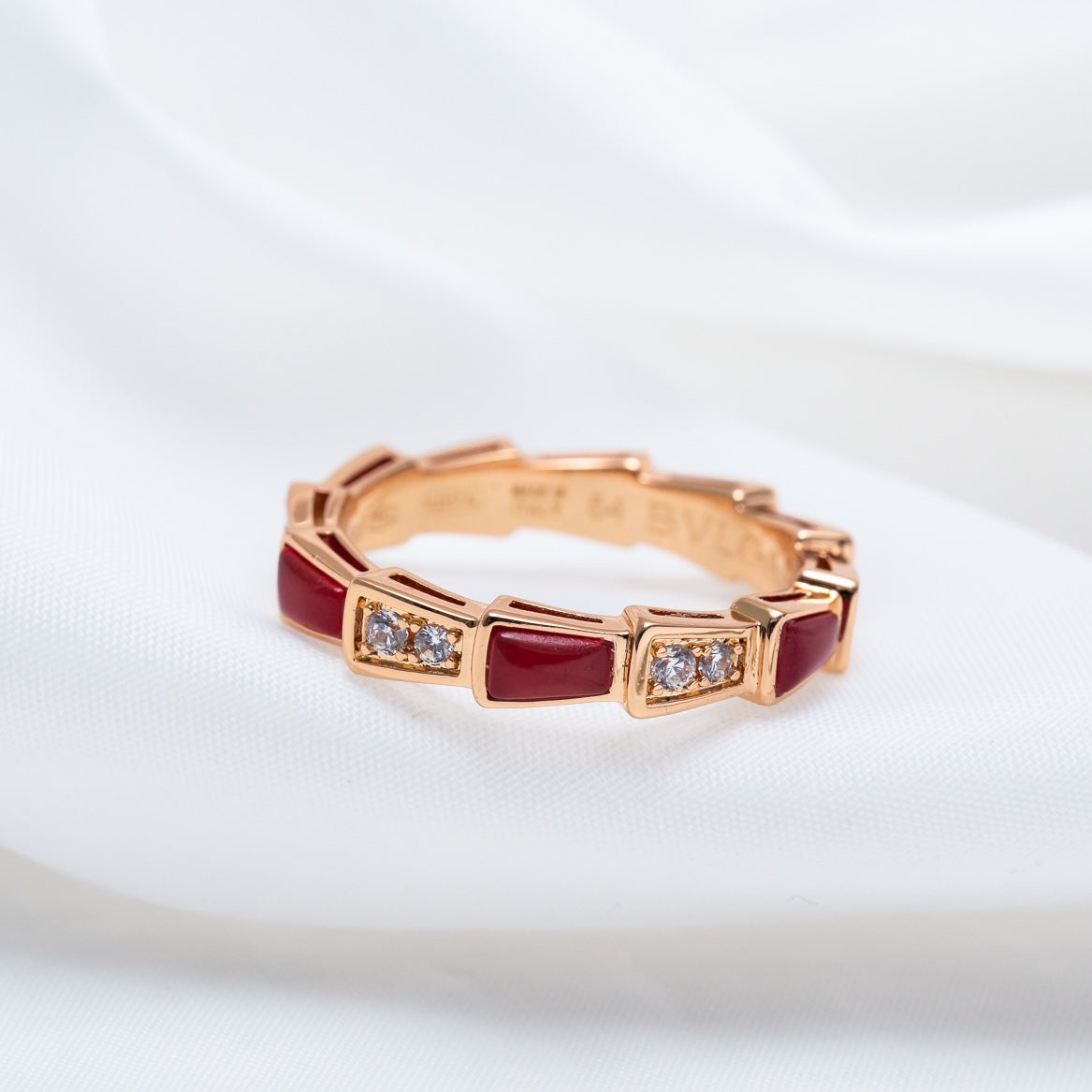 [Lucas Jewelry]SERPENTI RING PINK GOLD CARNELIAN DIAMOND 3MM